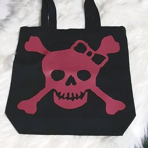 Skull and Bow Canvas Tote